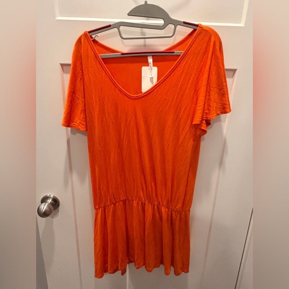 Bright Orange Casual Drop Waist Tunic Medium Acting Pro